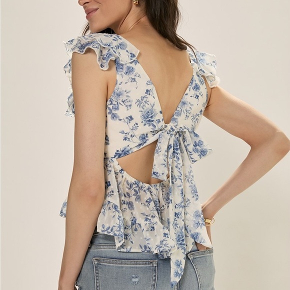 Trixxi Blue Floral Ruffle Blouse - Picture 8 of 8
